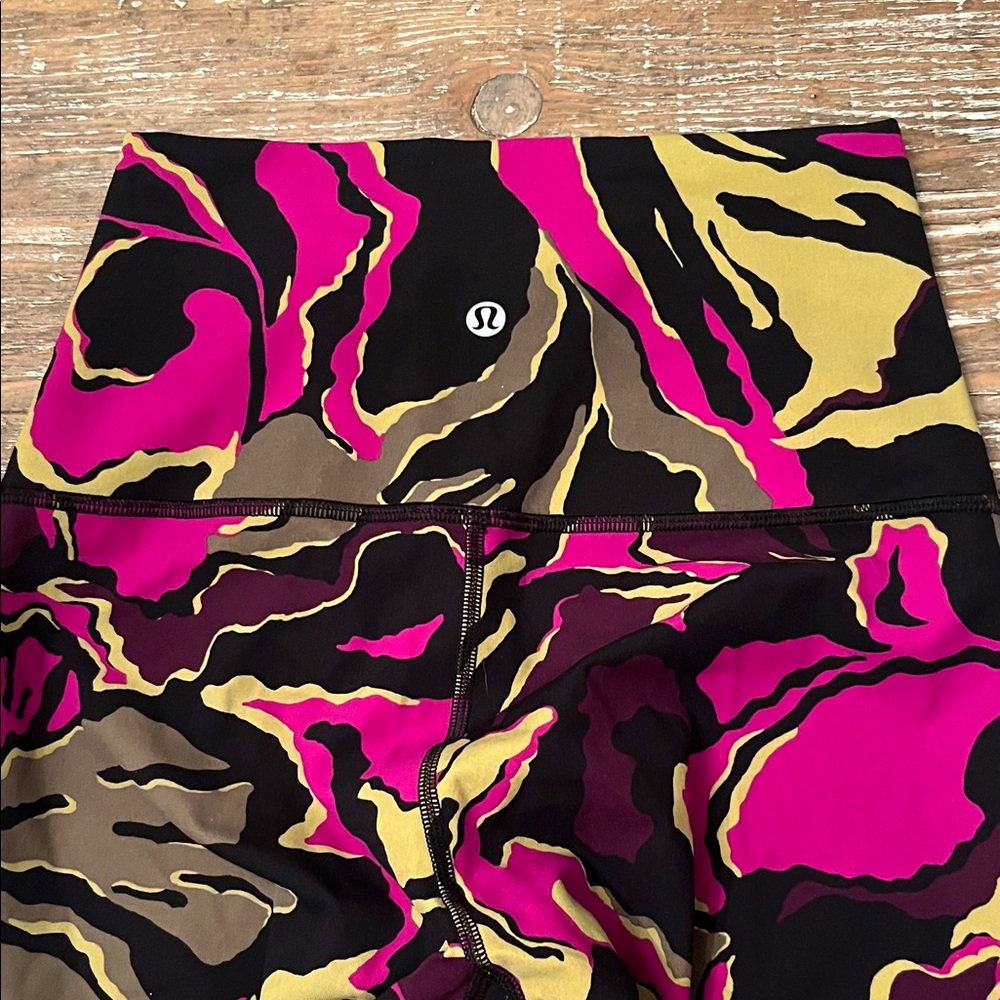 Lululemon Athletica Pink and Gold Patterned Leggings